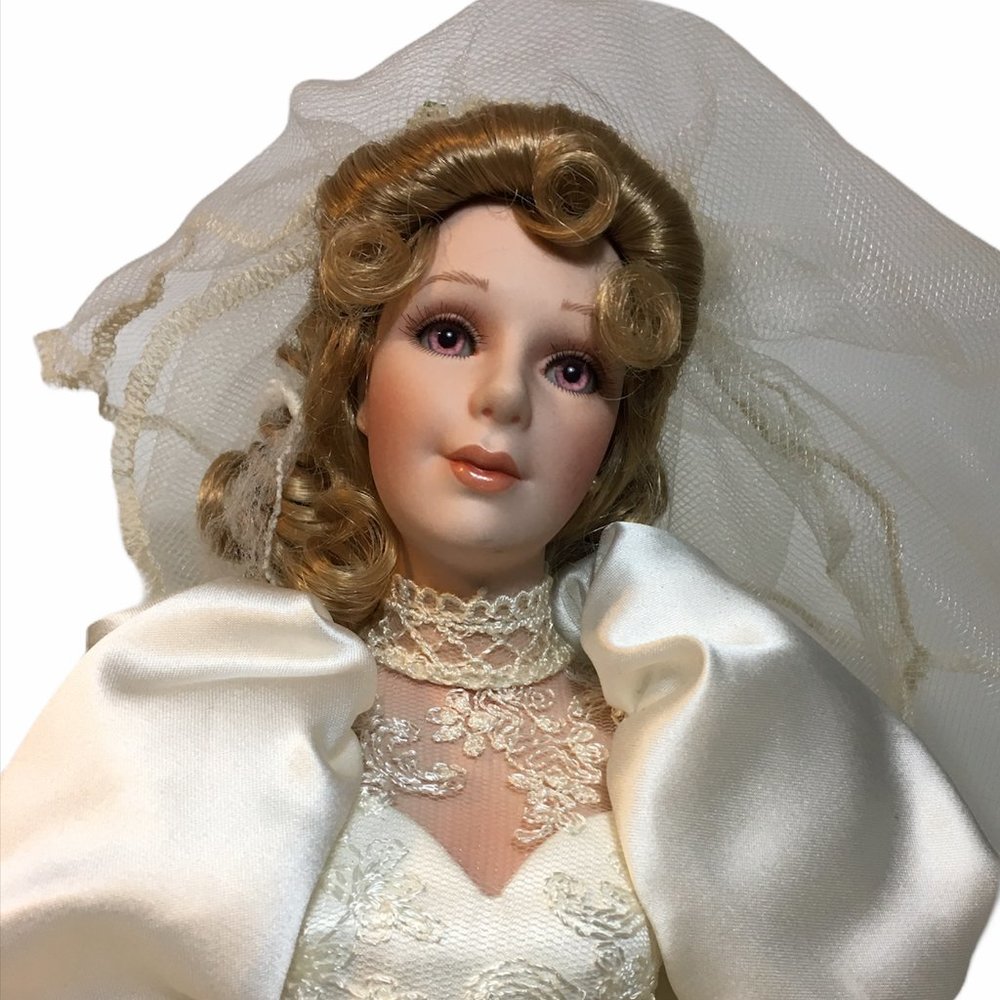 Jennifer Rose Bride Wedding Doll Sandra Kuck Hamilton Collection 18" Porcelain